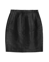 black leather pencil skirt, isolated on white background