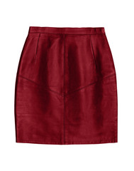 red leather pencil skirt, isolated on white background