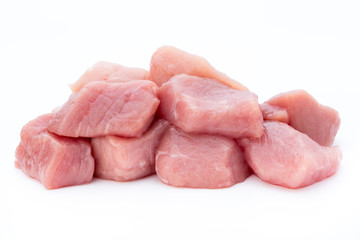 fresh meat on slice on the white background.