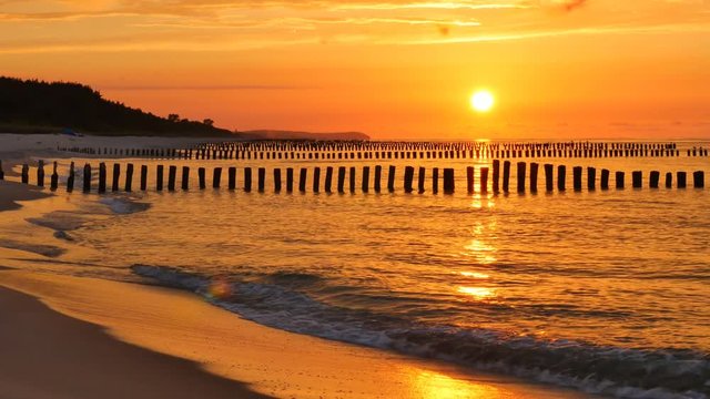 Golden sunset over Baltic sea