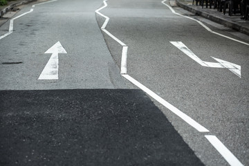 Roadway with white marking