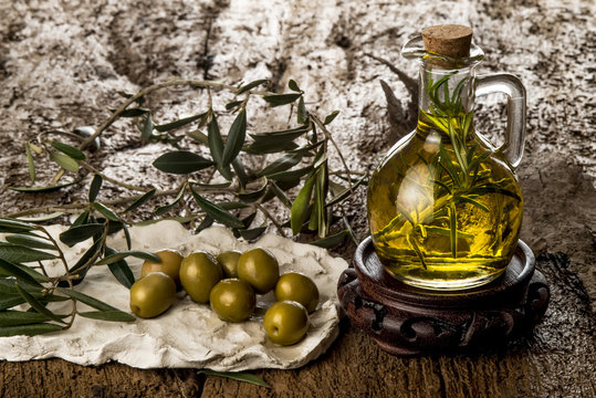 The rosemary in the bottle of extra olive oil