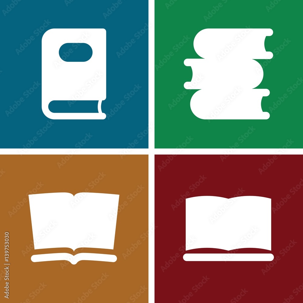 Poster set of 4 read filled icons