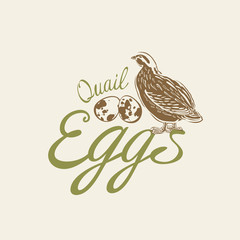 Quail eggs. Lettering.