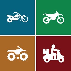 Set of 4 motorcycle filled icons