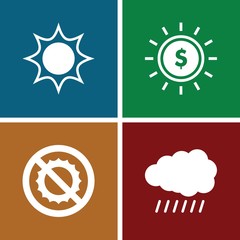 Set of 4 sunlight filled icons