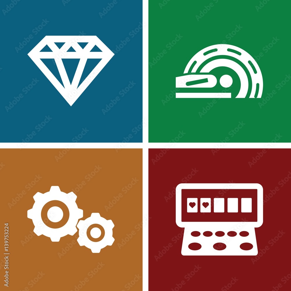 Poster set of 4 machine filled icons