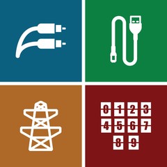 Set of 4 cable filled icons