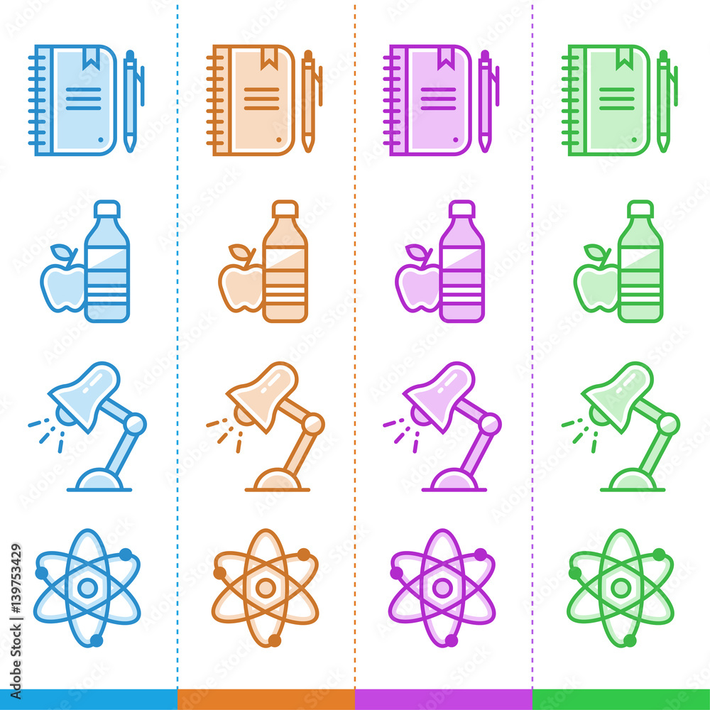 Poster vector collection of line icons for back to school. high quality icons suitable for mobile apps, web