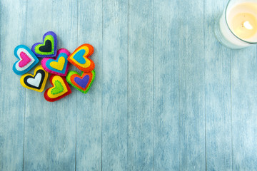 Colored hearts. postcard for Valentine's day