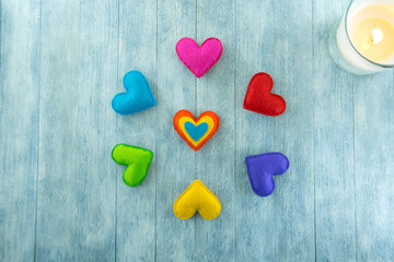Colored hearts. postcard for Valentine's day