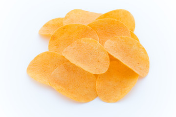 Potato chips on the papric. Eco food.