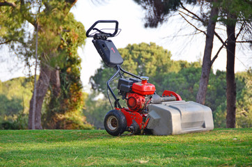 Lawn mower at garden