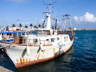 Fototapeta premium Several fishing boats are moored.