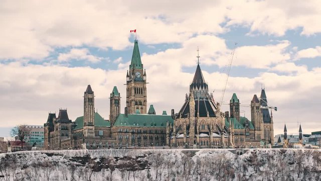 4K Timelapse Sequence of Ottawa, Canada - The Parliament of Canada