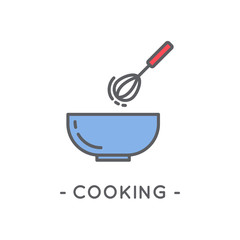 Line Color Cooking Icon on White Background