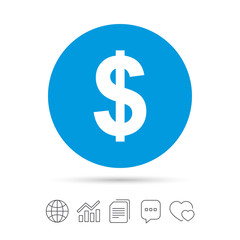 Dollar sign icon. USD currency symbol.