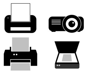 Périphérique informatique en 4 icônes