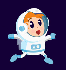 Fototapeta premium Cute Astronaut on the Space . Isolated Vector Elements