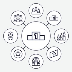 Set of 9 ranking outline icons