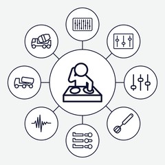 Set of 9 mixer outline icons