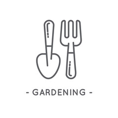 Line Black Gardening Icon on White Background