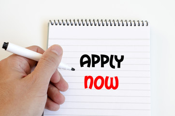 Apply now text concept