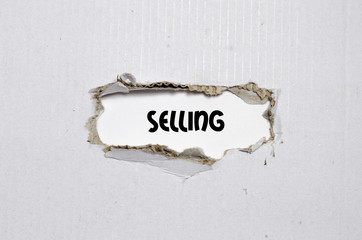 The word selling appearing behind torn paper