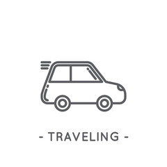 Line Black Traveling Icon on White Background