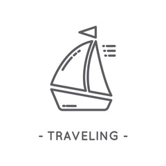 Line Black Traveling Icon on White Background