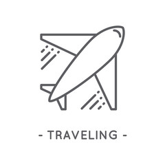 Line Black Traveling Icon on White Background