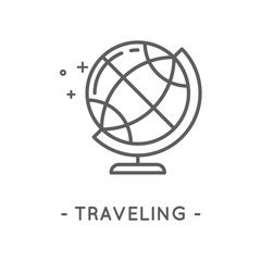 Line Black Traveling Icon on White Background