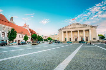 Fototapeta na wymiar Vilnius Lithuania. Main Facade Of Town Council, Administrative B