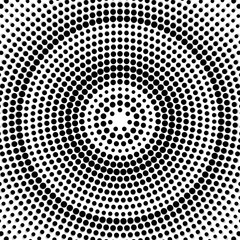 Abstract dotted background. Radial pattern. Halftone effect