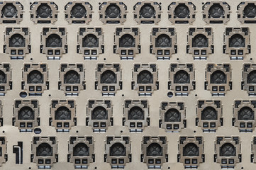 Inside view of computer keyboard button metal frame