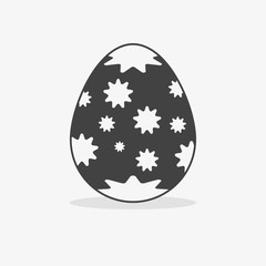 Easter egg In black white style on an isolated