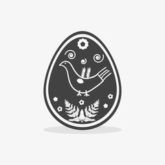 Easter egg In black white style on an isolated
