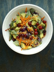 Mixed couscous salad with vegetables and cranberries