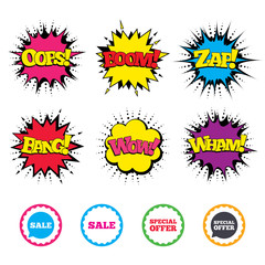 Sale icons. Special offer speech bubbles symbols.