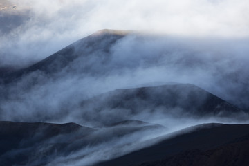 Haleakala volcanic crater and clouds Maui, Hawaii