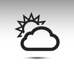 Sunny with clouds Weather vector icon. Sunny with clouds sign. Weather Forecast symbol.
