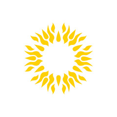Yellow sun icon. Mandala, tattoo vector
