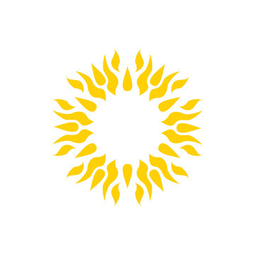 Yellow Sun Icon. Mandala, Tattoo Vector