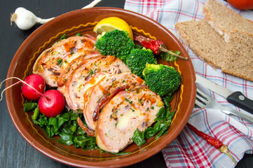 Rolled meat with vegetables