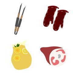 Set of barbecue related objects on a white background, Vector illustration