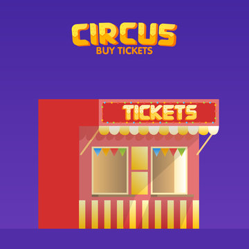 Circus and cinema tickets booth shop vector illustration