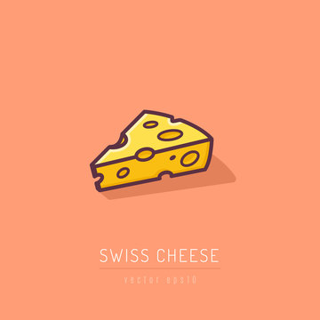 Emmental Swiss cheese vector icon illustration