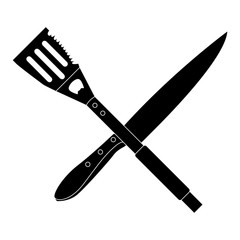 Isolated silhouette of barbecue cutlery, Vector illustration