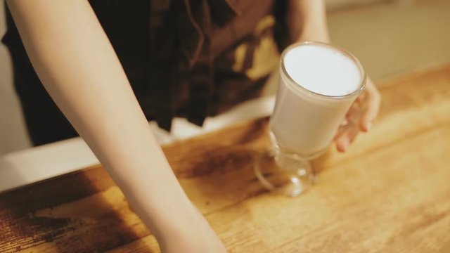 Clumsy barista accidentally spilled milk