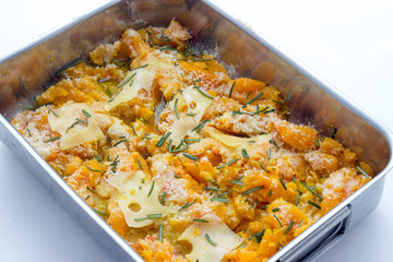 Cooking pumpkin baked with cheese